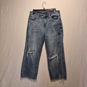 Judy Blue JB82256 High Waist Distressed Wide Leg Jeans Light Wash  Womens 15/32
